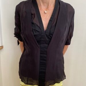Karen Millen Sheer Black Blouse - Size: Labeled US 4 / EU 36